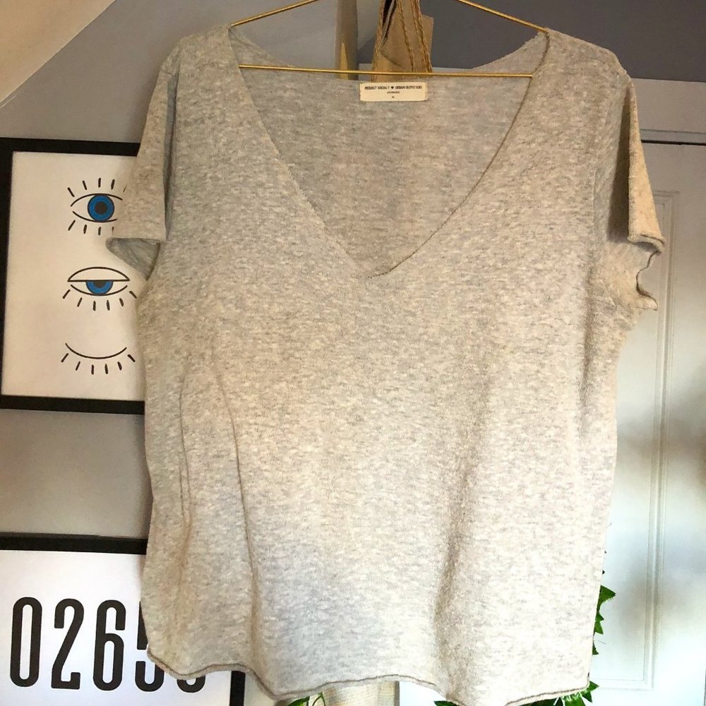 Project Social Raw Hem V Neck Tee Shirt